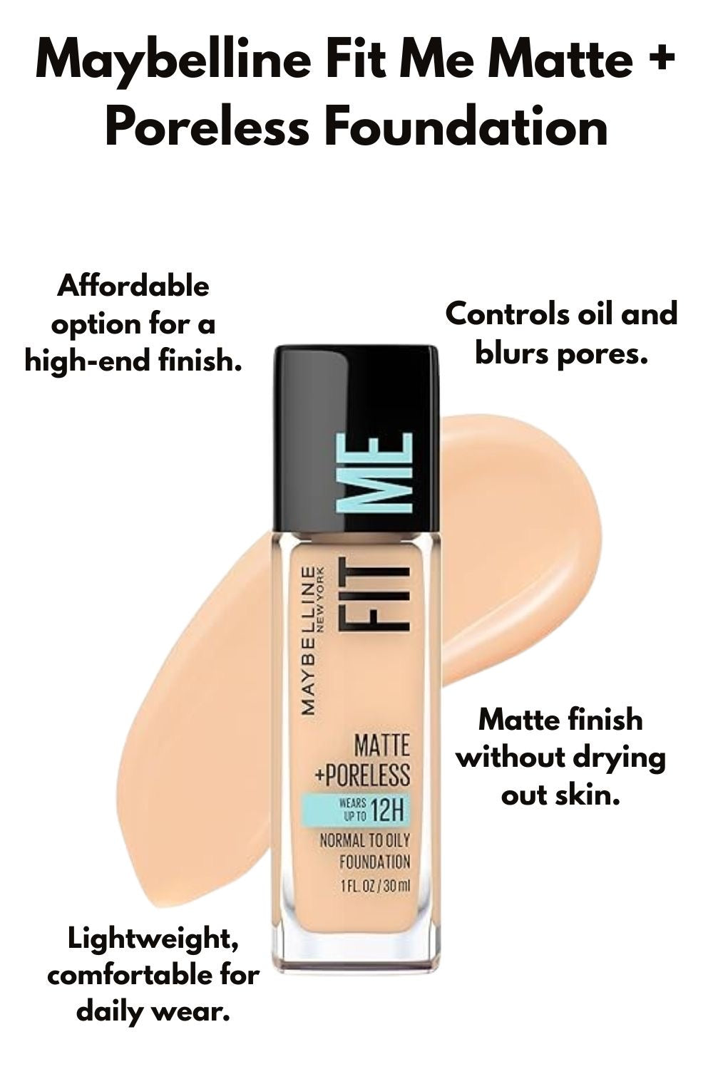 Maybelline Fit Me Matte + Poreless Foundation — Teinte 102